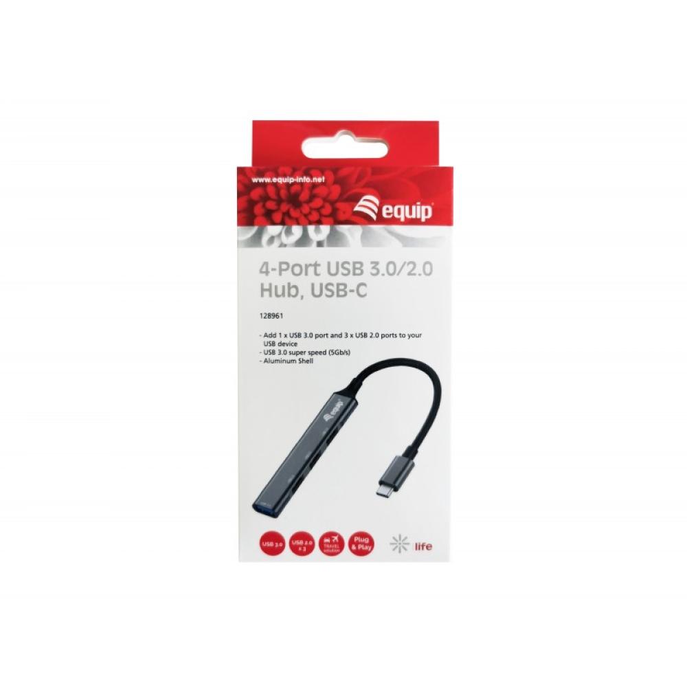 Equip - 128961 hub de interfaz USB 3.2 Gen 1 (3.1 Gen 1) Type-C 5000 Mbit/s Negro, Gris