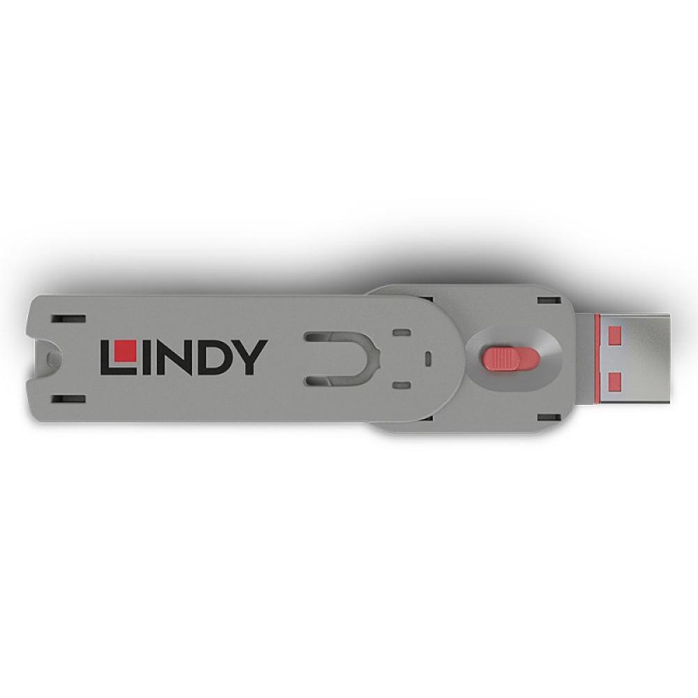 Lindy - 40620 bloqueador de puerto Llave de bloqueador de puerto USB tipo A Rosa Acrilonitrilo butadieno estireno (ABS) 1 pieza(