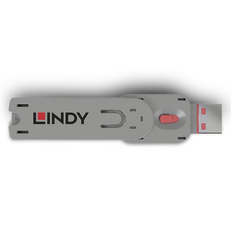 Lindy - 40620 bloqueador de puerto Llave de bloqueador de puerto USB tipo A Rosa Acrilonitrilo butadieno estireno (ABS) 1 pieza(