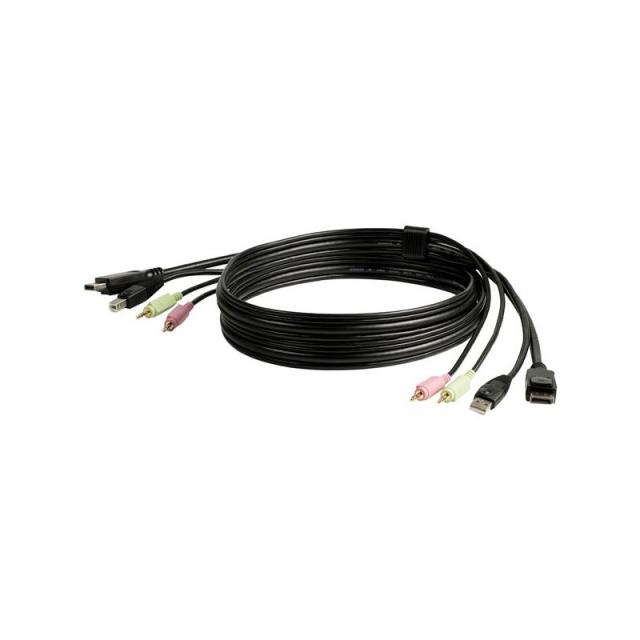StarTech.com - Cable Conmutador KVM USB DisplayPort 4 en 1 c/ Audio y Micrófono - 6 pies