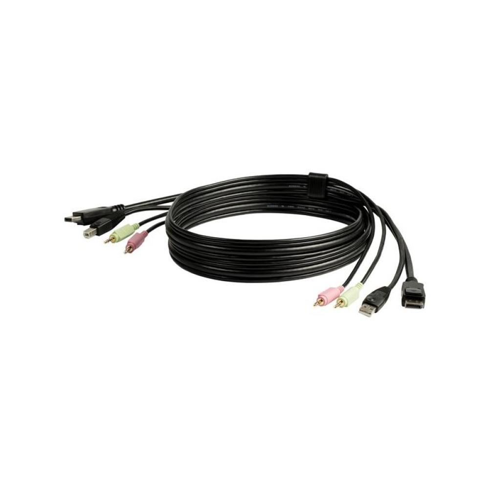 StarTech.com - Cable Conmutador KVM USB DisplayPort 4 en 1 c/ Audio y Micrófono - 6 pies