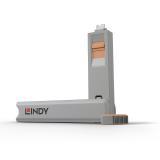 Lindy - 40428 bloqueador de puerto Llave de bloqueador de puerto USB Tipo C Gris, Naranja 4 pieza(s)