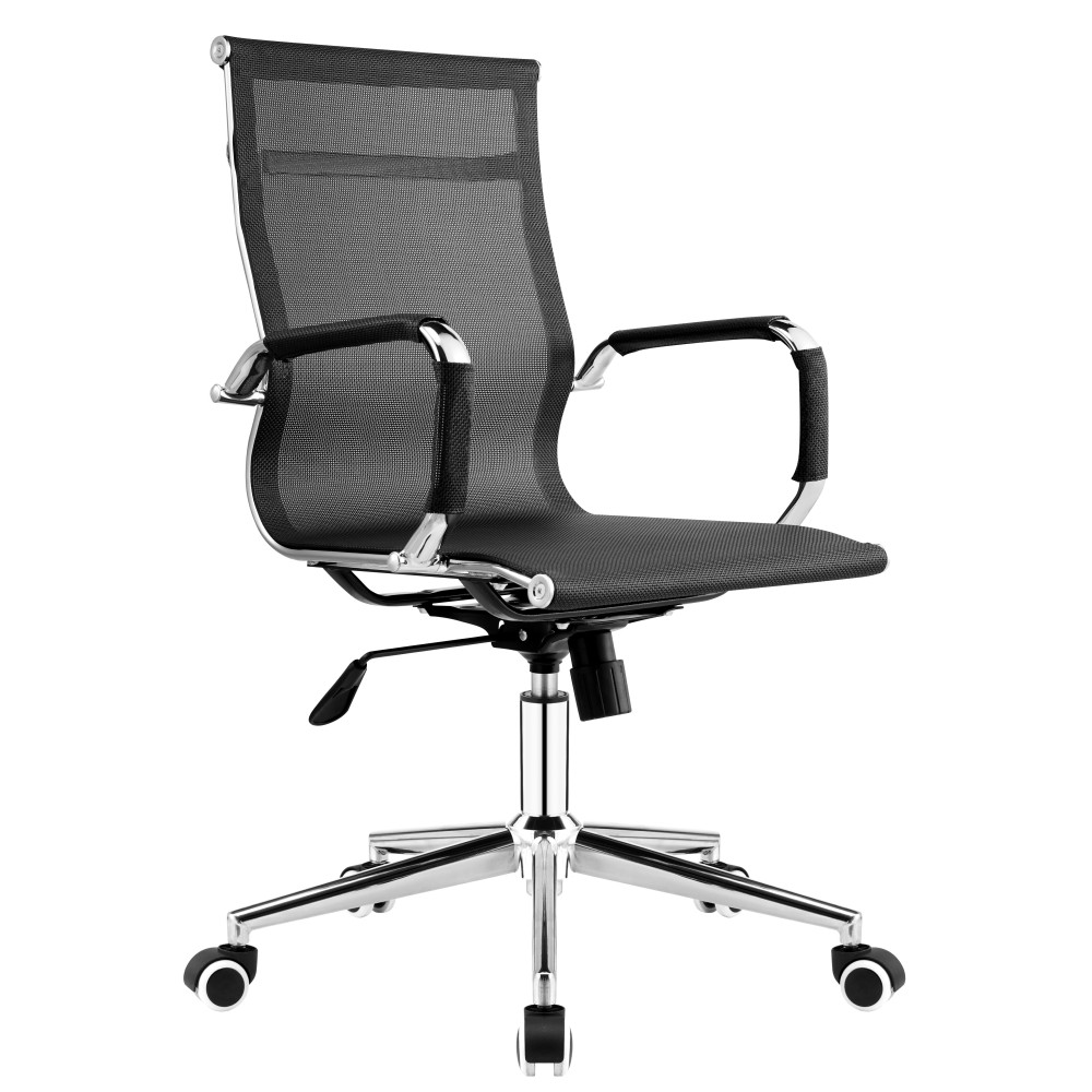 Sillón de oficina PRAGA, giratorio, gas, basculante, malla negra