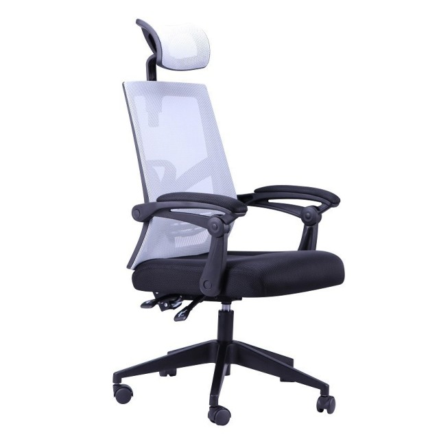 Sillón de oficina RINGO, gas, sincro, malla gris, tejido negro