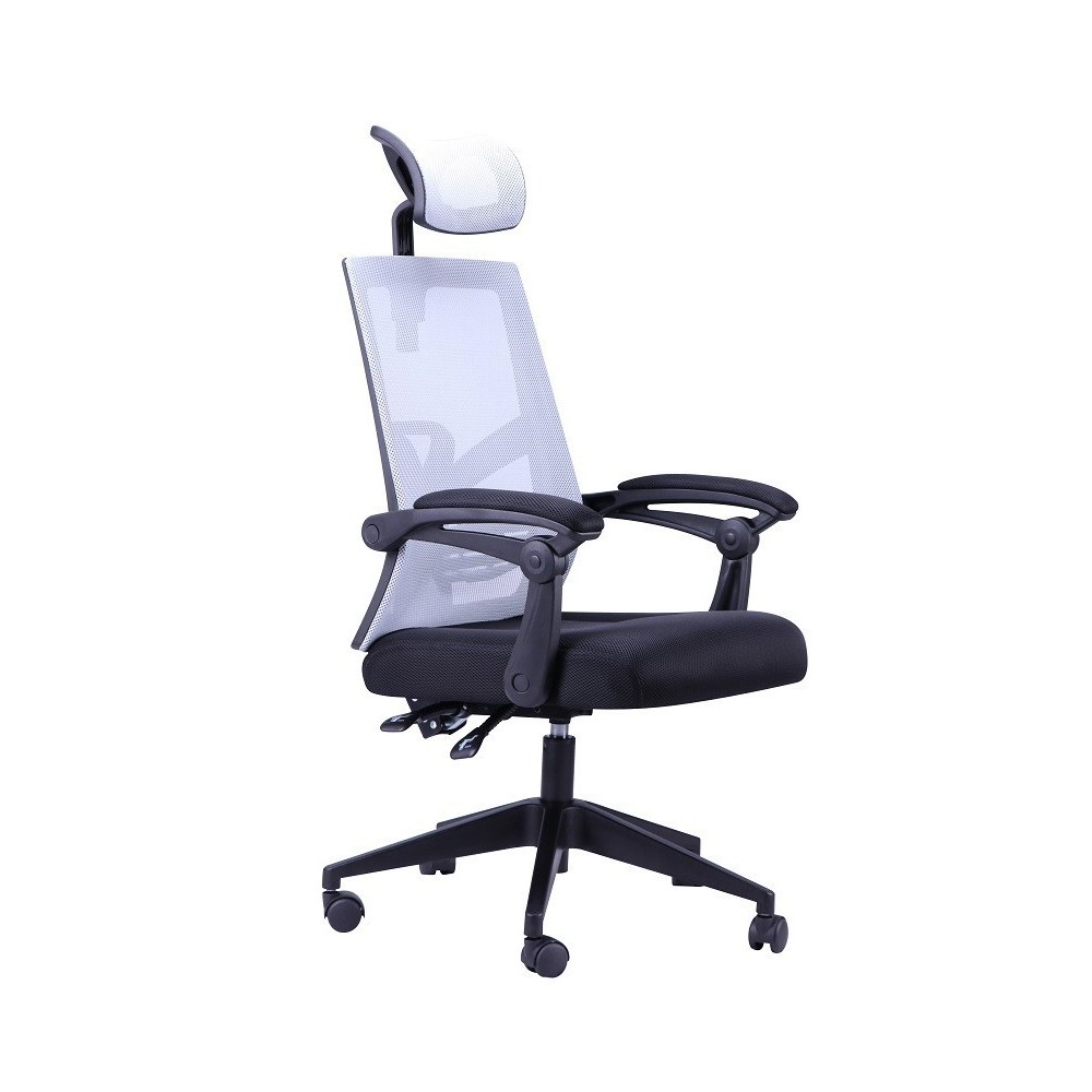 Sillón de oficina RINGO, gas, sincro, malla gris, tejido negro