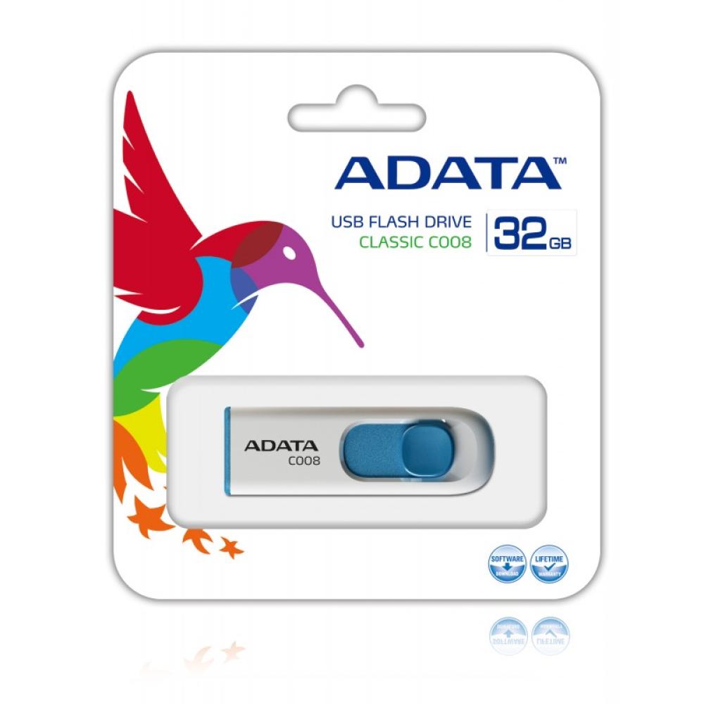 ADATA - 32GB C008 unidad flash USB USB tipo A 2.0 Azul, Blanco
