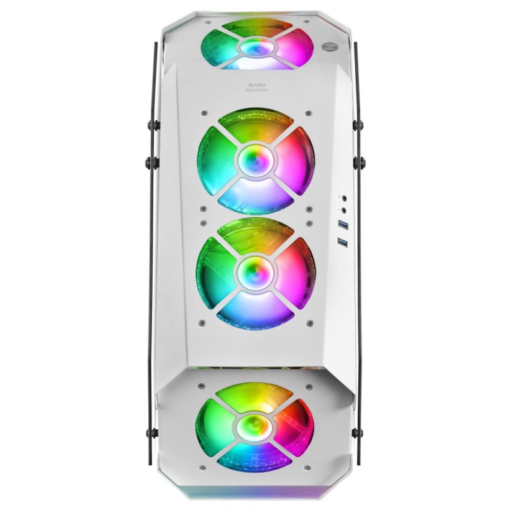 Mars Gaming - MC51W, Caja PC Gaming ATX, Doble Cristal Templado, 5x Ventilador RGB 12cm, Blanco