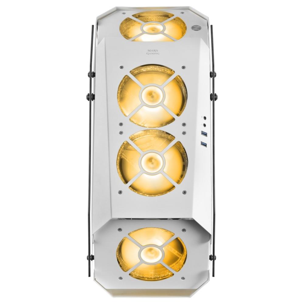 Mars Gaming - MC51W, Caja PC Gaming ATX, Doble Cristal Templado, 5x Ventilador RGB 12cm, Blanco