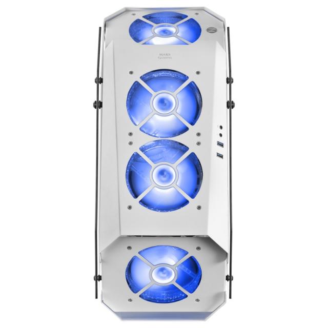 Mars Gaming - MC51W, Caja PC Gaming ATX, Doble Cristal Templado, 5x Ventilador RGB 12cm, Blanco