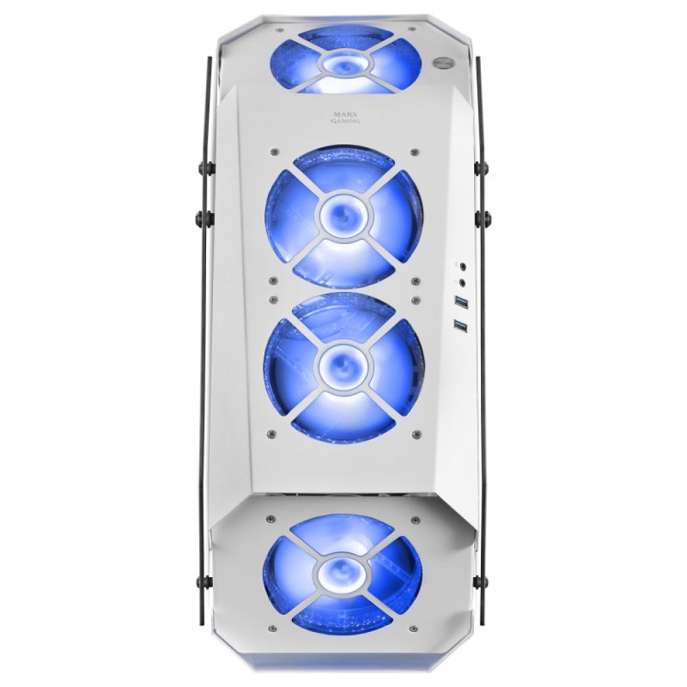 Mars Gaming - MC51W, Caja PC Gaming ATX, Doble Cristal Templado, 5x Ventilador RGB 12cm, Blanco