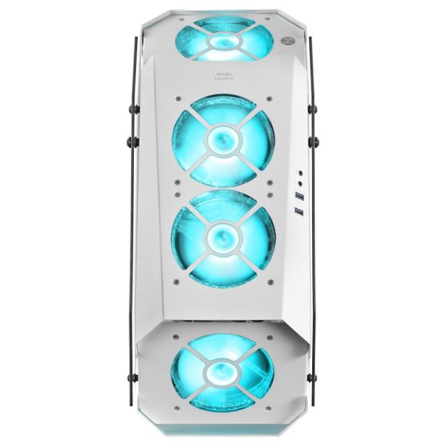 Mars Gaming - MC51W, Caja PC Gaming ATX, Doble Cristal Templado, 5x Ventilador RGB 12cm, Blanco