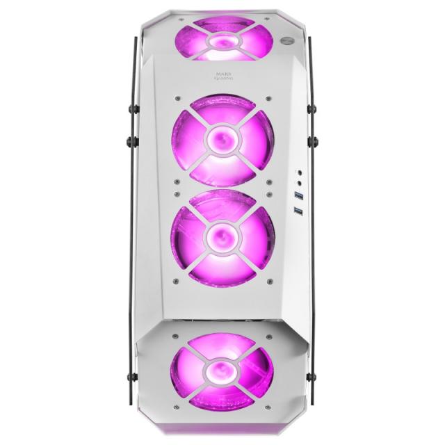 Mars Gaming - MC51W, Caja PC Gaming ATX, Doble Cristal Templado, 5x Ventilador RGB 12cm, Blanco