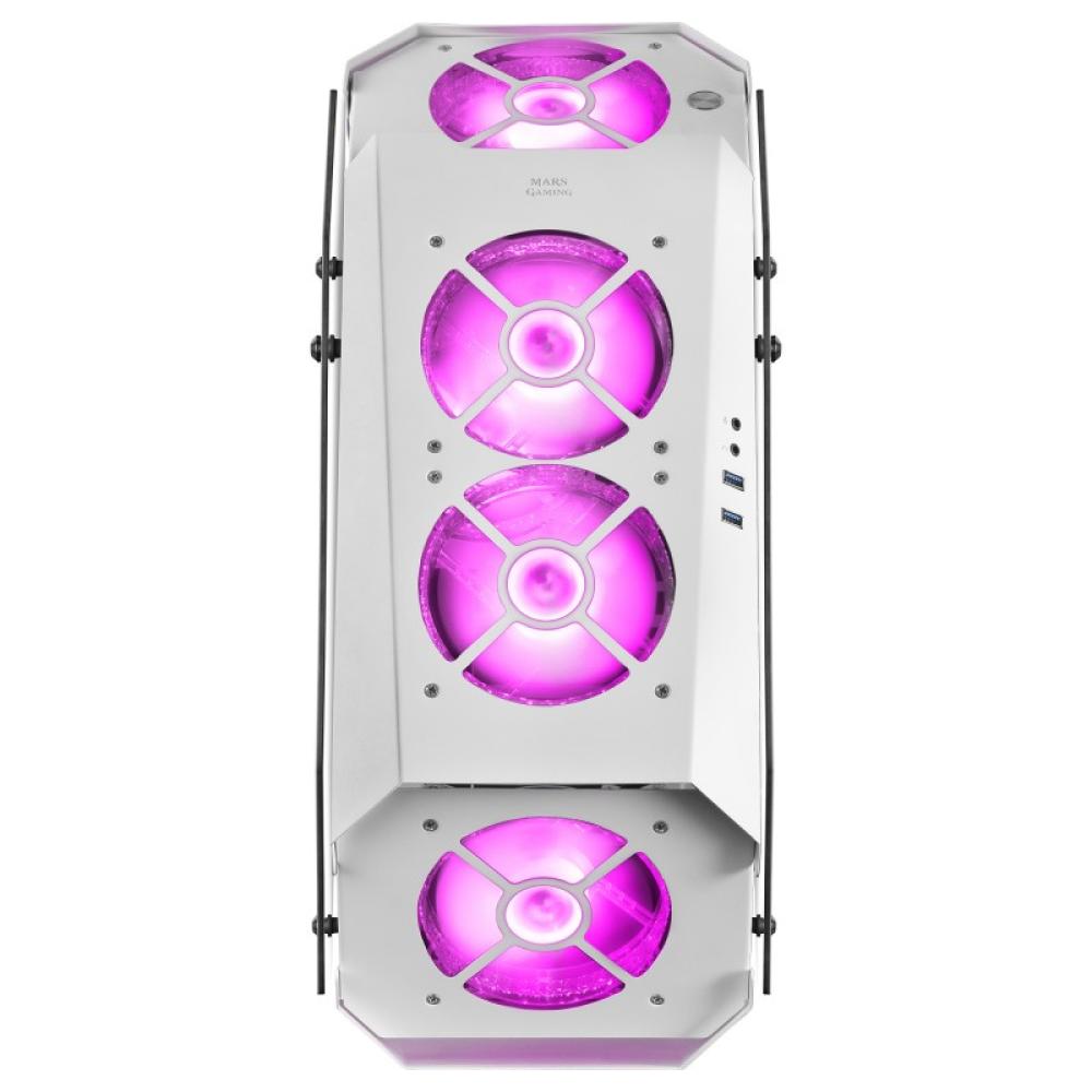 Mars Gaming - MC51W, Caja PC Gaming ATX, Doble Cristal Templado, 5x Ventilador RGB 12cm, Blanco