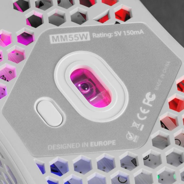 Mars Gaming - MM55W, Ratón Inalámbrico Gaming RGB Chroma, Ultra-ligero 55 g, 12800 DPI, Switches Mecánicos Programables HUANO, B