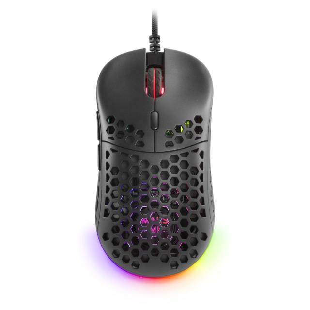 Mars Gaming - MM55 Negro, Ratón Gaming RGB Chroma, Ultra-ligero 55g, 12800 DPI, Switches Mecánicos Programables HUANO