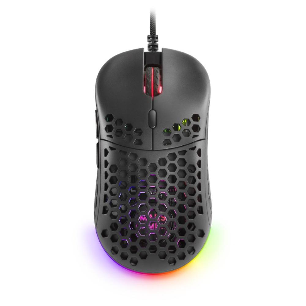 Mars Gaming - MM55 Negro, Ratón Gaming RGB Chroma, Ultra-ligero 55g, 12800 DPI, Switches Mecánicos Programables HUANO