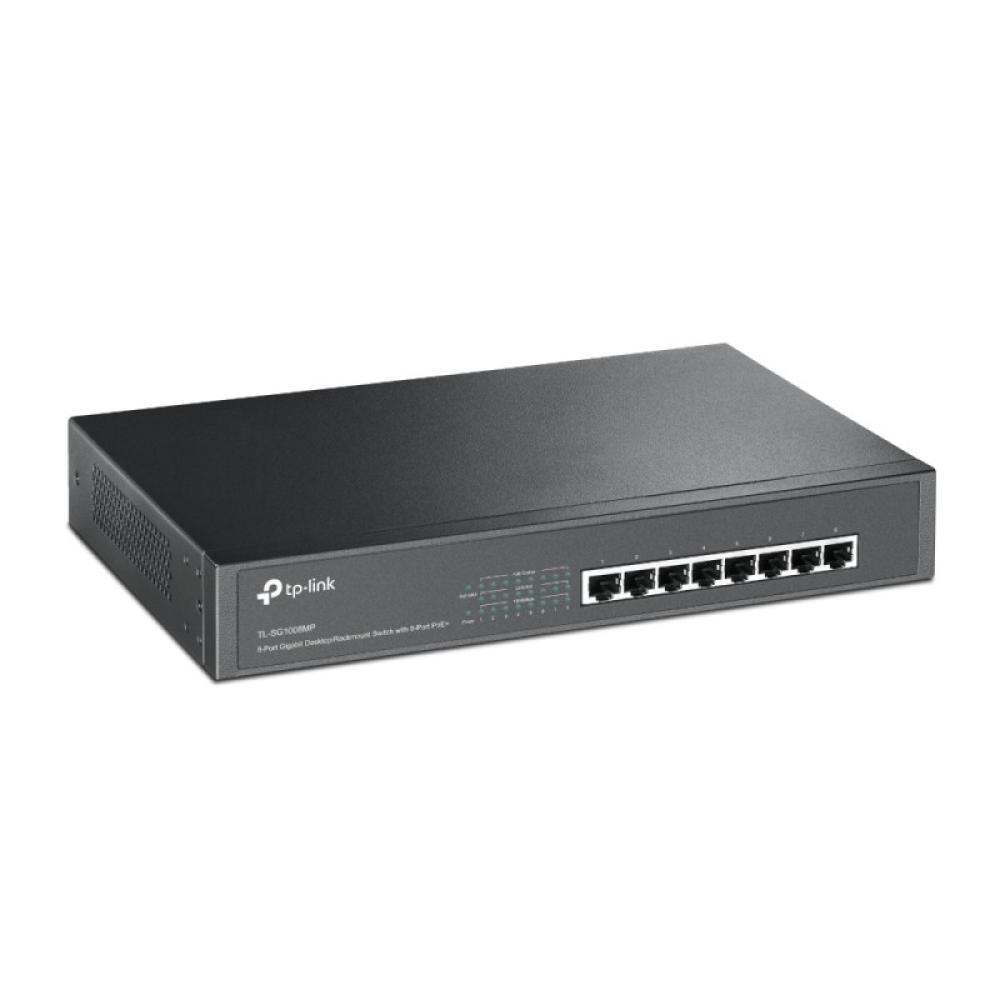 TP-Link - TL-SG1008MP No administrado Gigabit Ethernet (10/100/1000) Energía sobre Ethernet (PoE) 1U Negro