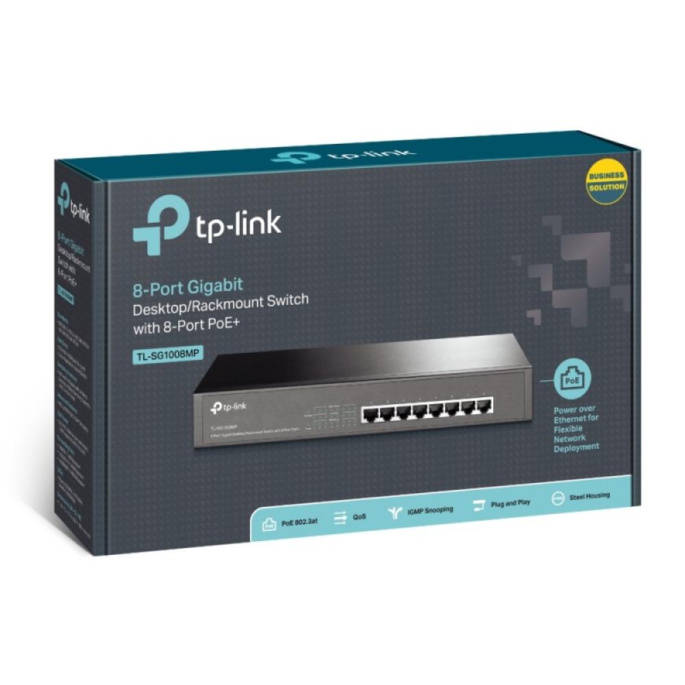 TP-Link - TL-SG1008MP No administrado Gigabit Ethernet (10/100/1000) Energía sobre Ethernet (PoE) 1U Negro