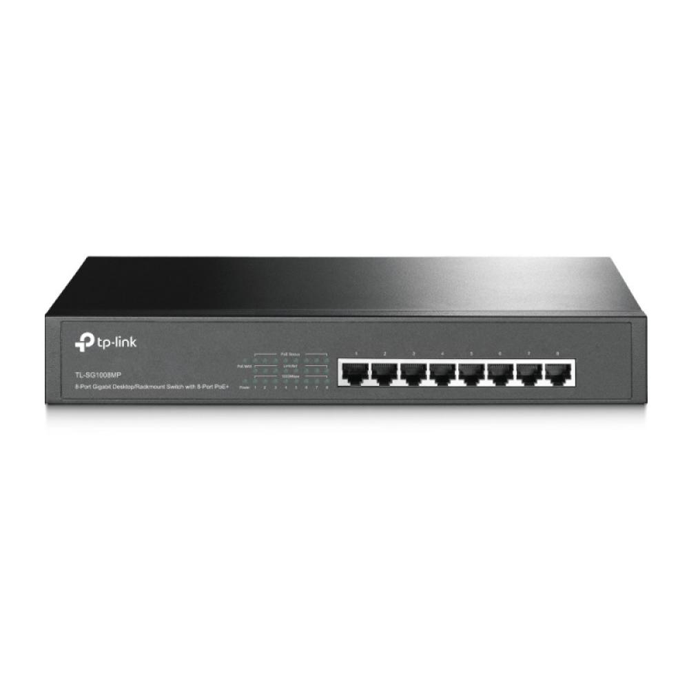 TP-Link - TL-SG1008MP No administrado Gigabit Ethernet (10/100/1000) Energía sobre Ethernet (PoE) 1U Negro