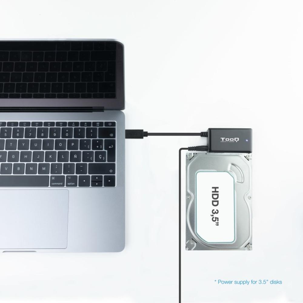 TooQ - TQHDA-02C base de conexión para disco duro USB 3.2 Gen 1 (3.1 Gen 1) Type-C Negro