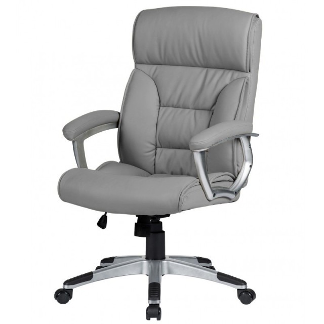 Sillón de oficina ROTERDAM, alto, gas, basculante, similpiel gris claro