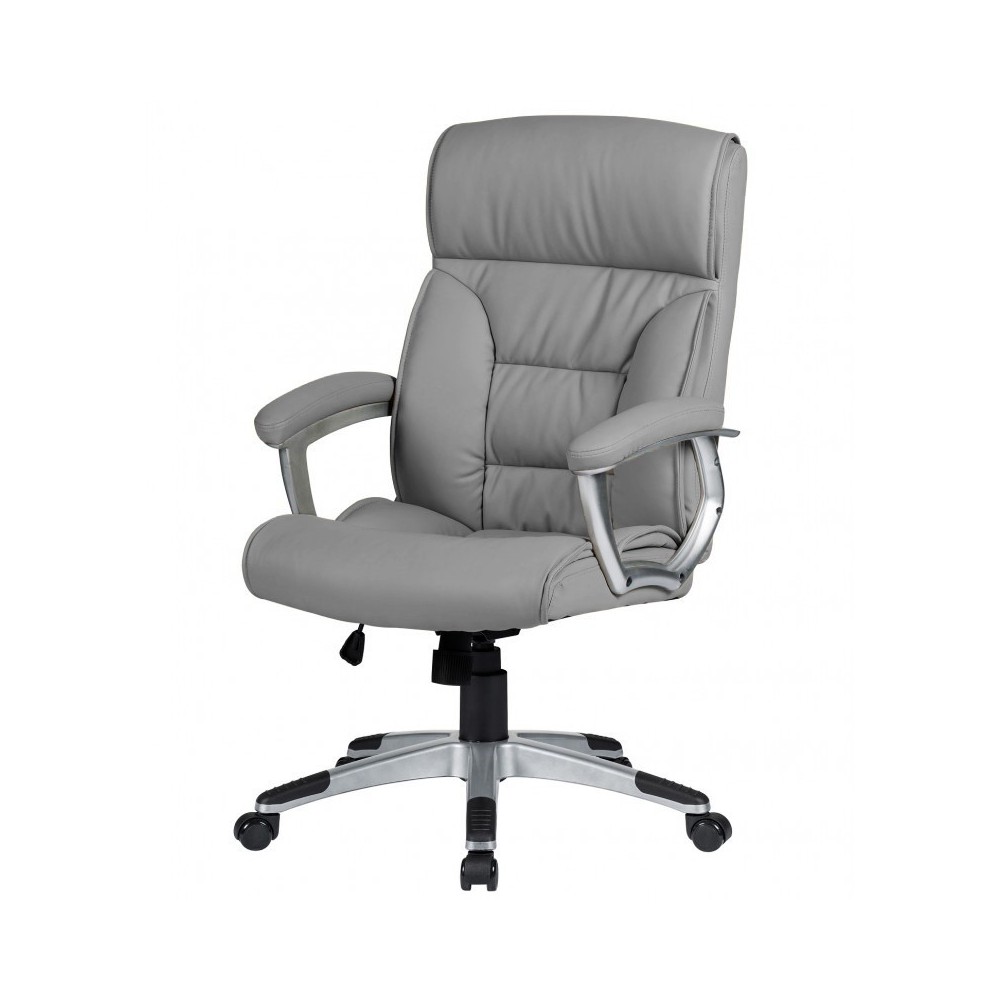 Sillón de oficina ROTERDAM, alto, gas, basculante, similpiel gris claro