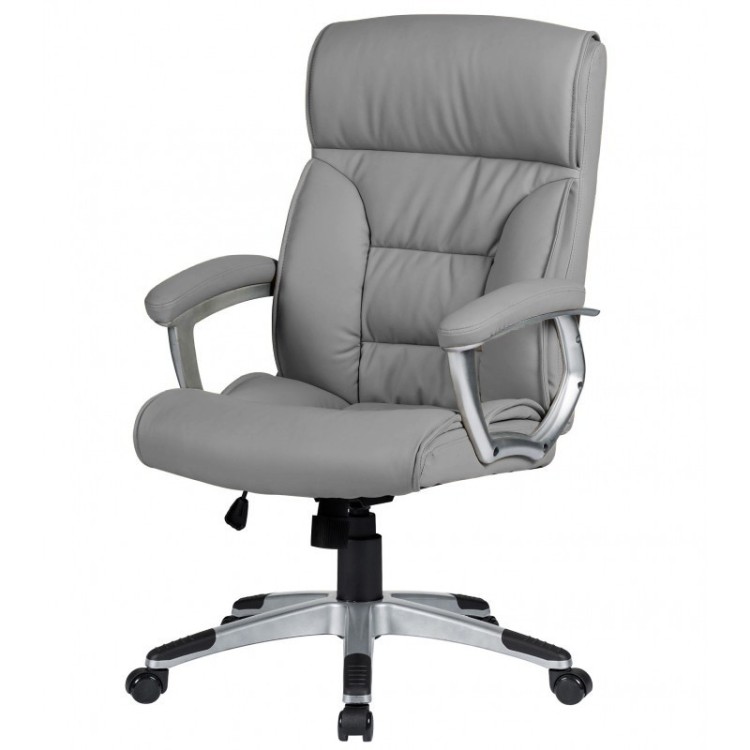 Sillón de oficina ROTERDAM, alto, gas, basculante, similpiel gris claro