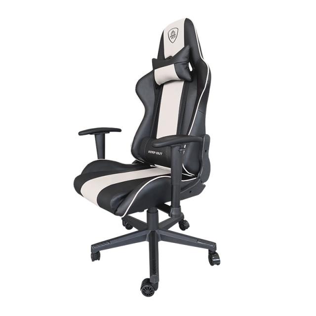KeepOut - XSPRO-RACING Silla para videojuegos universal Asiento acolchado Negro, Blanco
