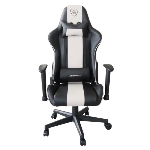 KeepOut - XSPRO-RACING Silla para videojuegos universal Asiento acolchado Negro, Blanco