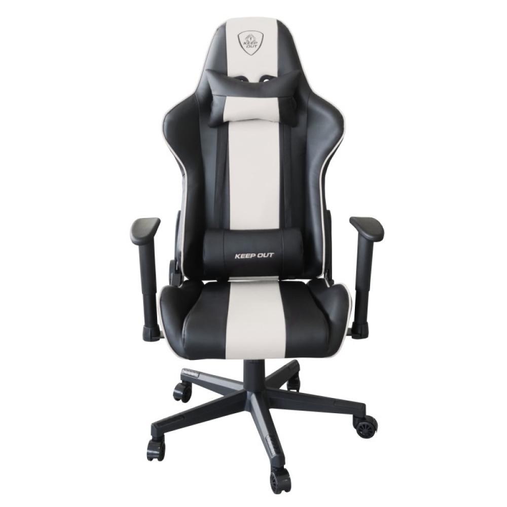 KeepOut - XSPRO-RACING Silla para videojuegos universal Asiento acolchado Negro, Blanco