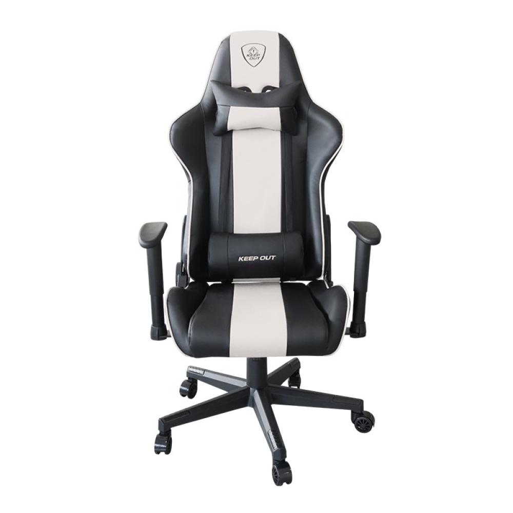 KeepOut - XSPRO-RACING Silla para videojuegos universal Asiento acolchado Negro, Blanco