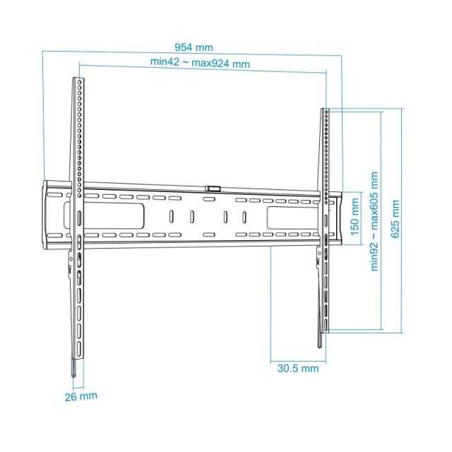 TooQ - Soporte de Pared para Monitor / TV LCD, Plasma de 60-100, Negro