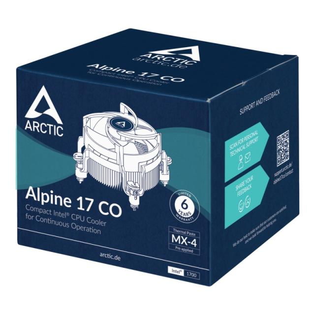 ARCTIC - Alpine 17 CO Procesador Refrigerador de aire 9,2 cm Negro, Plata 1 pieza(s)