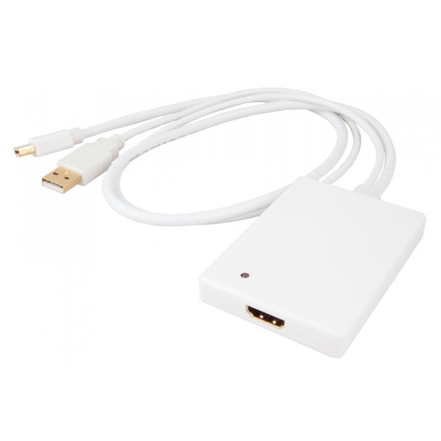Urban Factory - CBB21UF adaptador de cable de vídeo Mini DisplayPort + USB Type-A HDMI tipo A (Estándar) Blanco