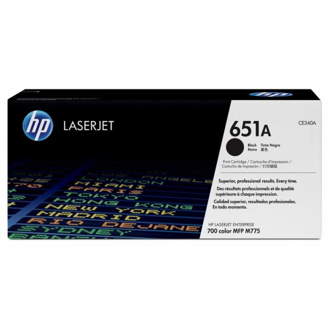 HP - Cartucho de tóner original LaserJet 651A negro