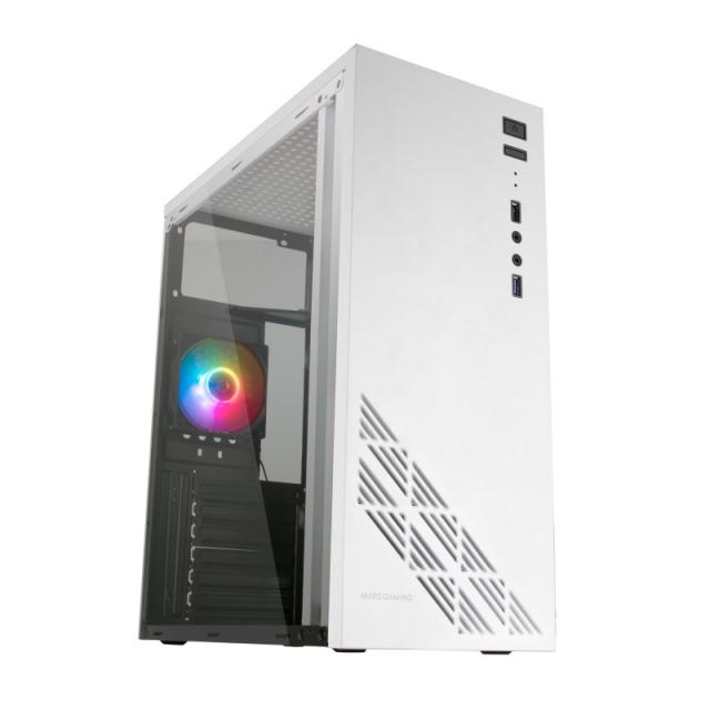Mars Gaming - MC100W - Caja Gaming ATX, ventilador 90mm FRGB, ventilación convect-cool, color blanco