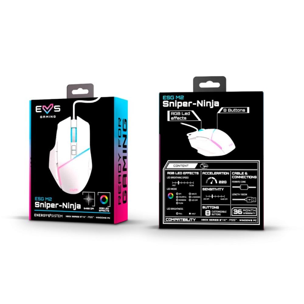 Energy Sistem - ESG M2 Sniper-Ninja ratón Juego mano derecha USB tipo A Óptico 6400 DPI
