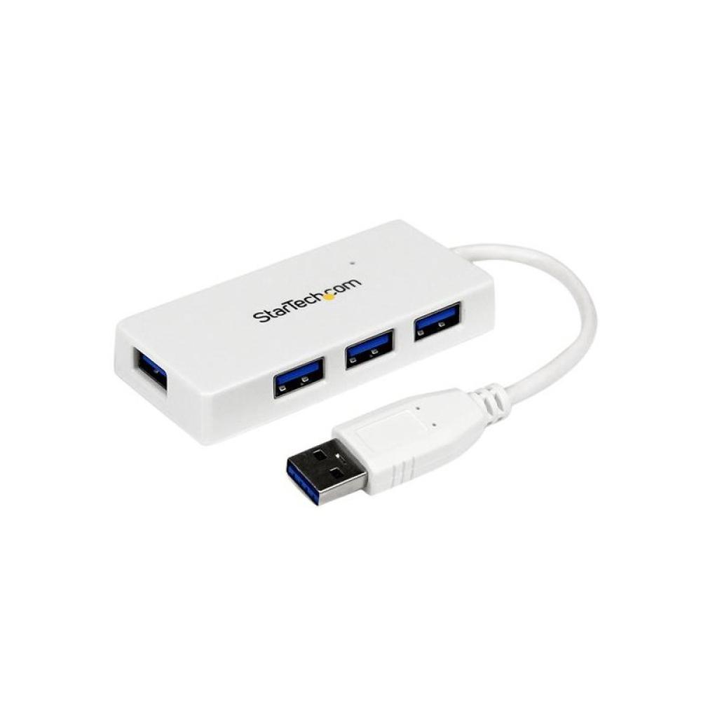 StarTech.com - Adaptador Concentrador Hub Ladrón USB 3.0 (5Gbps) Super Speed para Laptop de 4 Puertos Salidas - Blanco