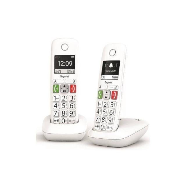 Gigaset - E290 Duo Teléfono DECT/analógico Identificador de llamadas Blanco