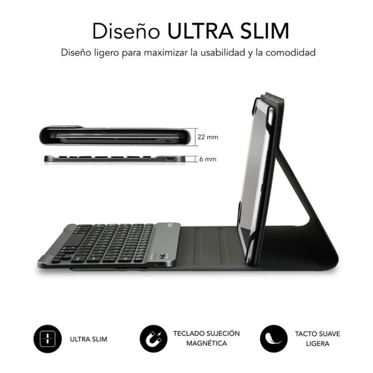 SUBBLIM - Funda con Teclado KEYTAB PRO BLUETOOTH 10,1" Grey