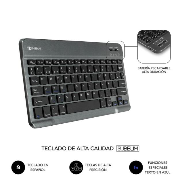 SUBBLIM - Funda con Teclado KEYTAB PRO BLUETOOTH 10,1" Grey