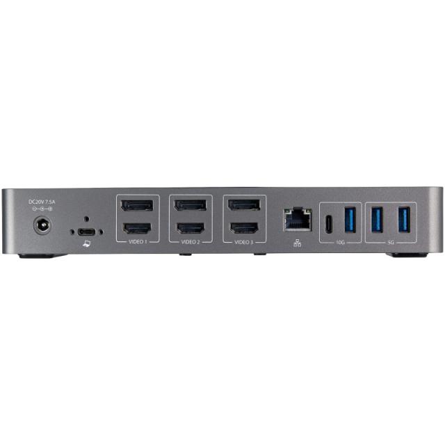 StarTech.com - Docking Station USB-C y USB-A 10Gb - Replicador de Puertos Híbrido Universal para 3 Monitores DisplayPort y HDMI