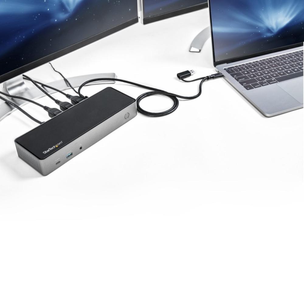 StarTech.com - Docking Station USB-C y USB-A 10Gb - Replicador de Puertos Híbrido Universal para 3 Monitores DisplayPort y HDMI