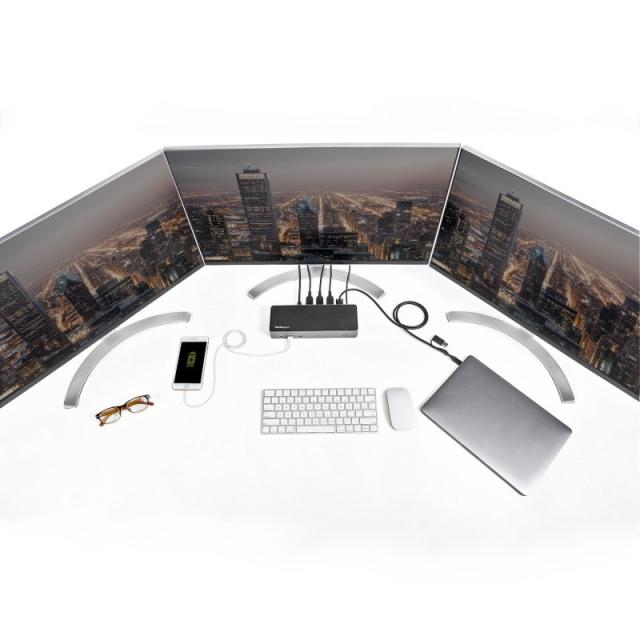 StarTech.com - Docking Station USB-C y USB-A 10Gb - Replicador de Puertos Híbrido Universal para 3 Monitores DisplayPort y HDMI
