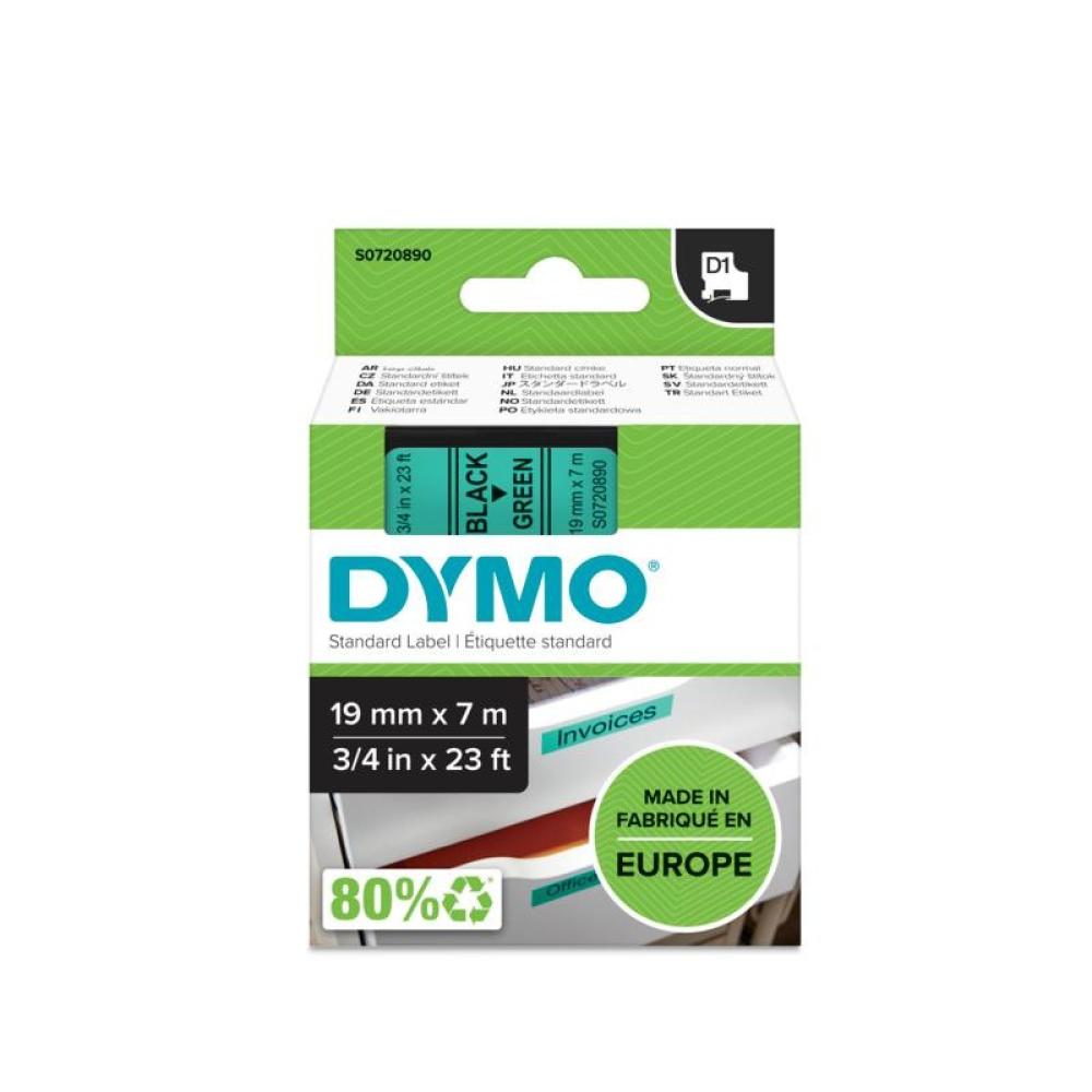 DYMO - D1 - Etiquetas estándar - Negro sobre verde - 19mm x 7m