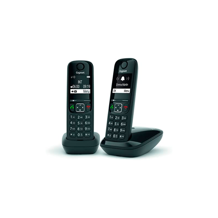 Gigaset - AS690 Duo Teléfono DECT/analógico Identificador de llamadas Negro