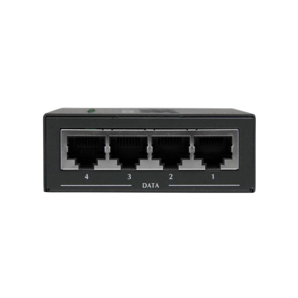 StarTech.com - Inyector de Alimentación PoE Power over Ethernet Midspan 4 Puertos Gigabit RJ45 de Pared - 802.3 at af