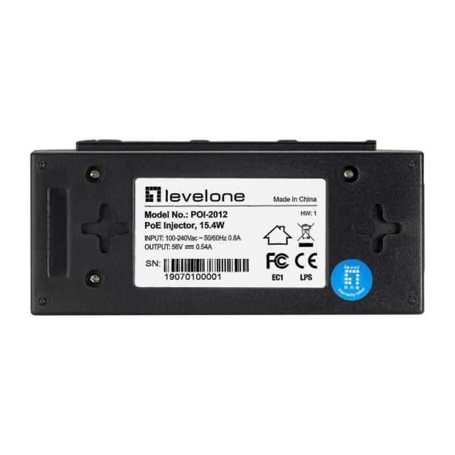 LevelOne - POI-2012 adaptador e inyector de PoE Ethernet rápido 52 V