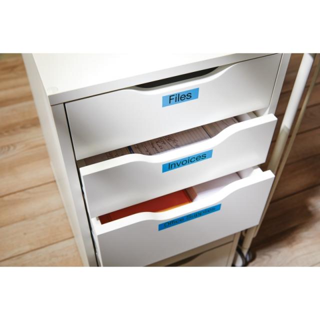 DYMO - D1 - Etiquetas estándar - Negro sobre azul - 12mm x 7m