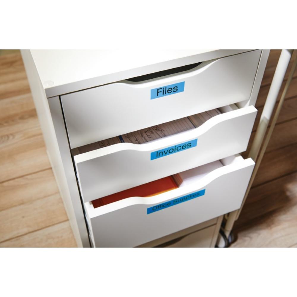 DYMO - D1 - Etiquetas estándar - Negro sobre azul - 12mm x 7m